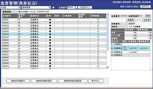 食券管理画面例