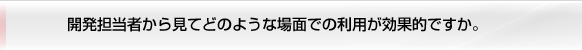 開発担当者から見てどのような場面での利用が効果的ですか。