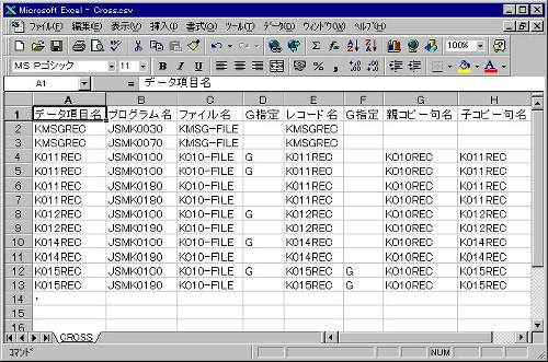 CSV形式ファイル出力例 (Microsoft Excelでの表示例) CSV形式ファイル出力例 (Microsoft Excelでの表示例)