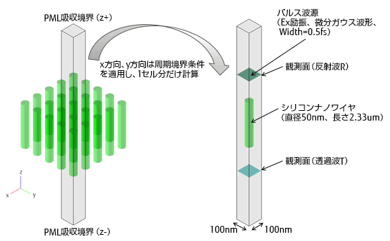 シリコンナノワイヤアレイの図