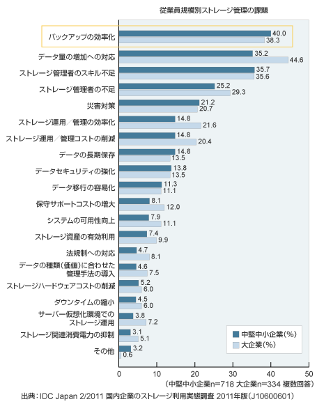 従業員規模別ストレージ管理の課題