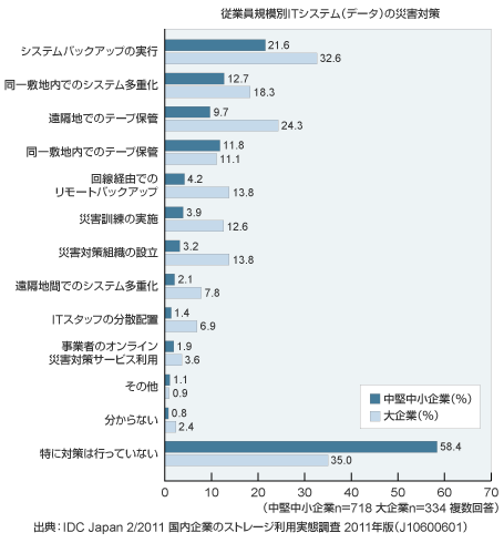 従業員規模別ITシステム（データ）の災害対策