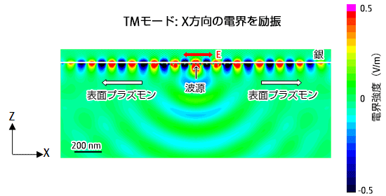 TMモード：X方向の電界を励振