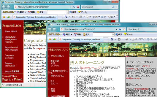 ホームページ翻訳の画面例