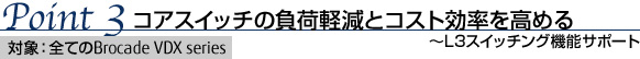 Point 3：コアスイッチの負荷軽減とコスト効率を高める ～L3スイッチング機能サポート 対象：全てのBrocade VDX series