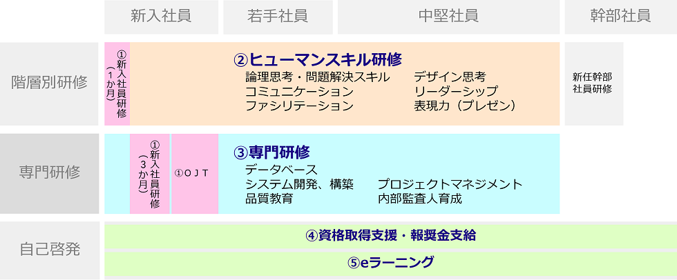 当社の教育体系の表です。