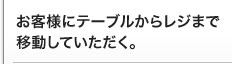 お客様にテーブルからレジまで移動していただく。 お客様にテーブルからレジまで移動していただく。