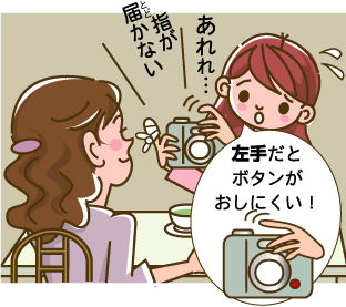 左手だとボタンがおしにくい！