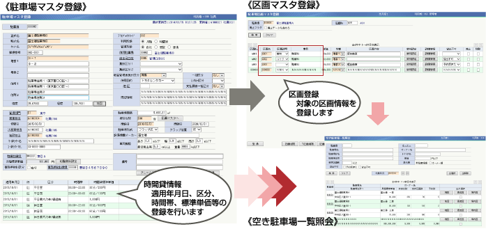 駐車場マスタ登録画面