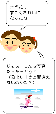 本当だ！すごきれいになったね ／ じゃあ、こんな写真だったらどう？（露出しすぎと間違えないのかな？）