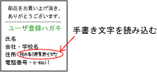 登録ハガキに書かれた住所の手書き文字部分を読み込みます