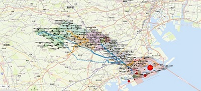 川崎市内の再生可能エネルギー発電拠点のマップ