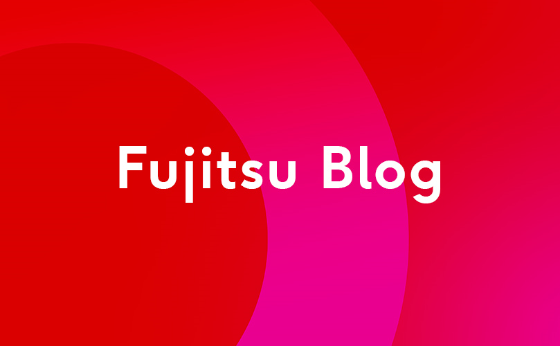 fujitsu blog spelled on red background