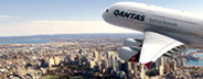 Quantas Airplane Flying Over a City Quantas Airplane Flying Over a City