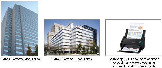 Three pictures; 1: Fujitsu Systems East Limited. 2: Fujitsu Systems West Limited. 3: ScanSnap iX500 document scanner for easily and rapidly scanning documents and business cards. Three pictures; 1: Fujitsu Systems East Limited. 2: Fujitsu Systems West Limited. 3: ScanSnap iX500 document scanner for easily and rapidly scanning documents and business cards.