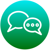 Illustrated logo featuring speech bubbles symbolizing co-operation