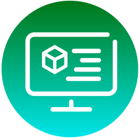 Illustrated logo featuring a computer screen symbolizing software.