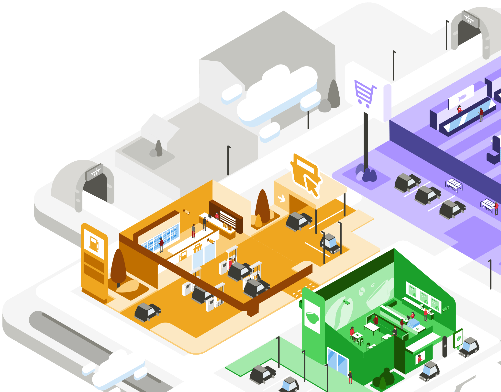 An illustration of a supermarket