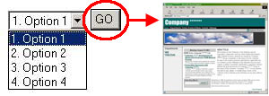 Pulldown menu with a button to execute the final choice Pulldown menu with a button to execute the final choice
