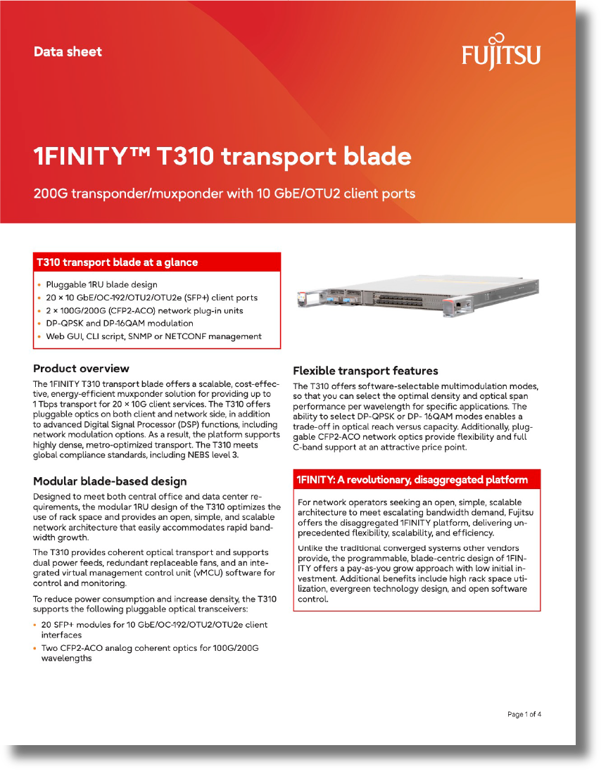 1FINITY T310 data sheet