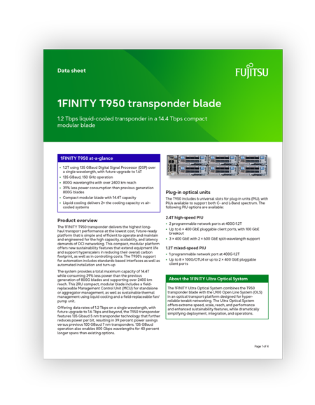 1FINITY T950 Datasheet Datasheet - 1FINITY T950