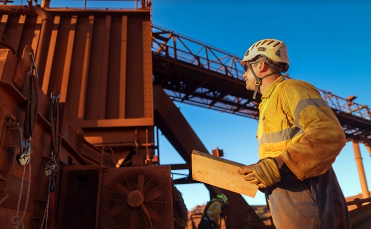 Man inspecting container